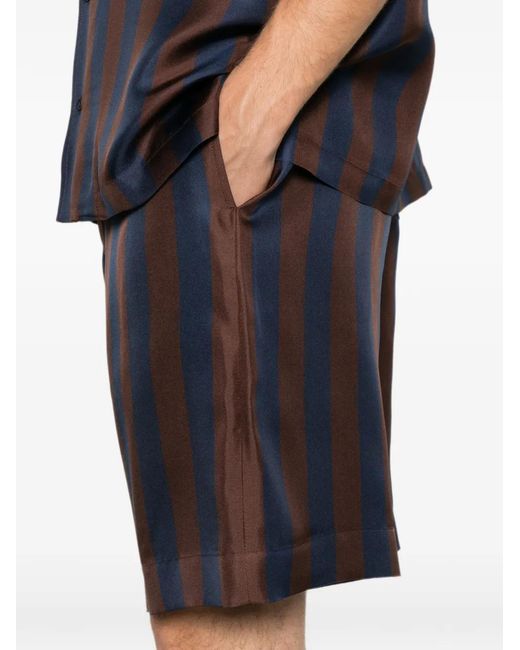 Fendi Blue Striped Silk Shorts for men