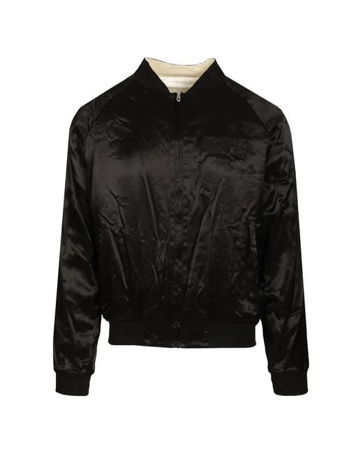 DIESEL Black Reversible Satin Bomber Jacket for men