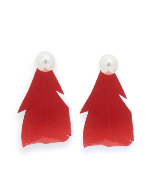 Marni Red Feather Earrings