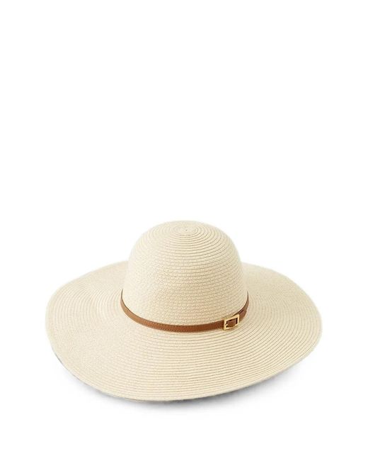 Melissa Odabash White Buckle-Detail Wide-Brim Hat