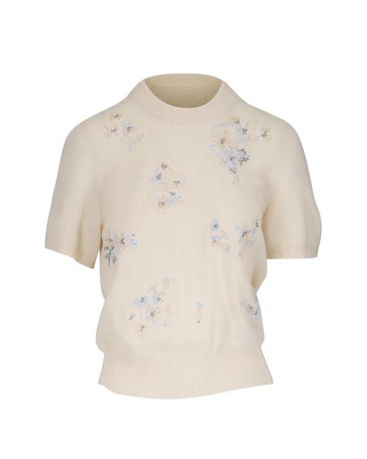 Libertine White Bead-Embellished Floral-Motif Sweater