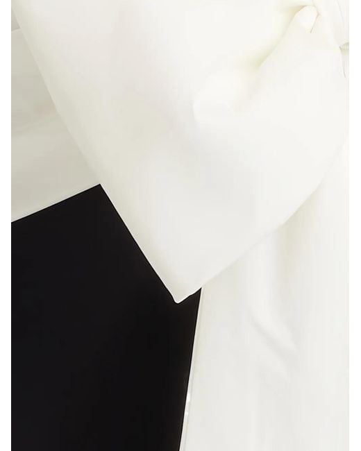Tadashi Shoji White Bow-Detail V-Neck Panelled Dress