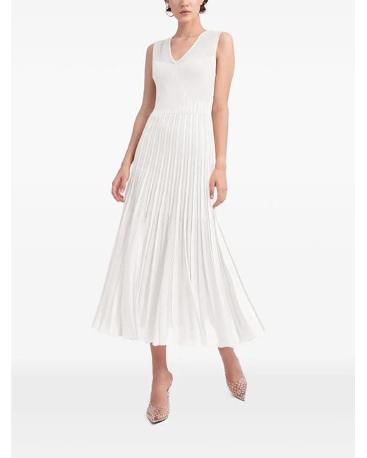 Gemy Maalouf White Heart-Shape Pleated Midi Dress