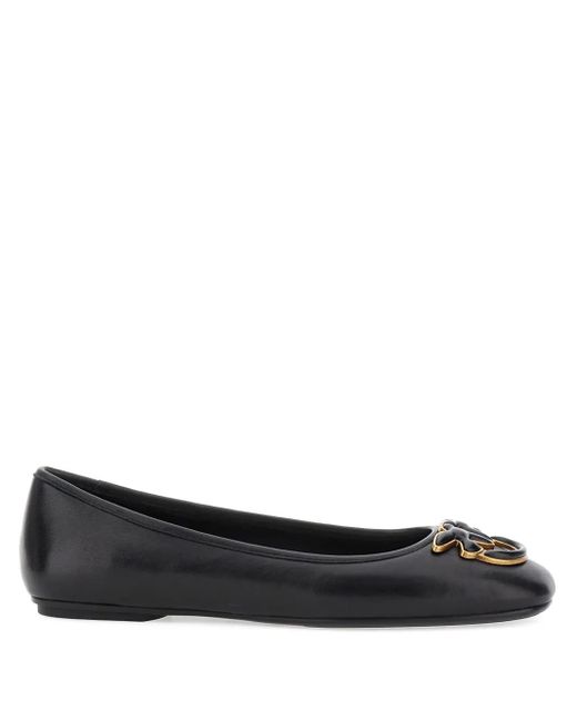 Pinko Black Logo-Embellished Ballerina Flats