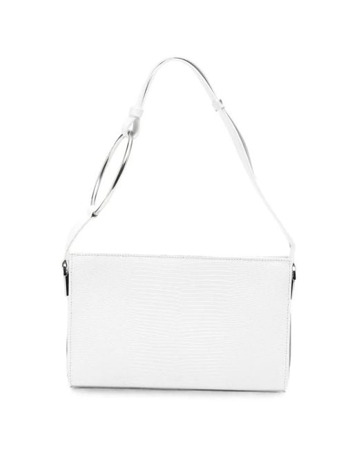 Dondup White Ring-Detail Pebbled Tote Bag