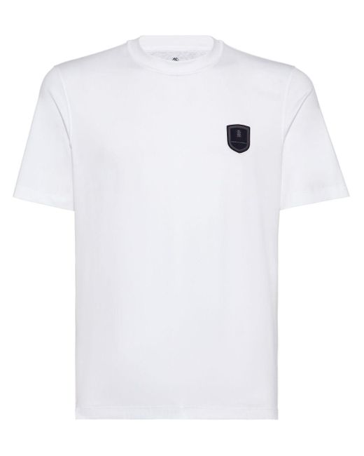 T-shirt en coton à patch logo Brunello Cucinelli pour homme en coloris White