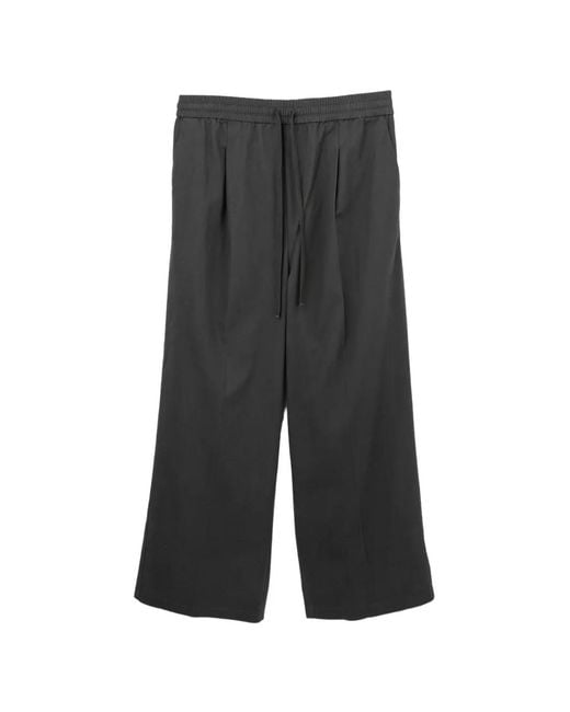 Essentials Gray Drawstring Wide-Leg Trousers for men