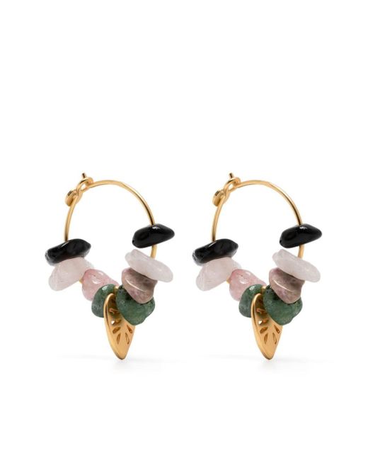 Bimba Y Lola Metallic Stone Hoop Earrings