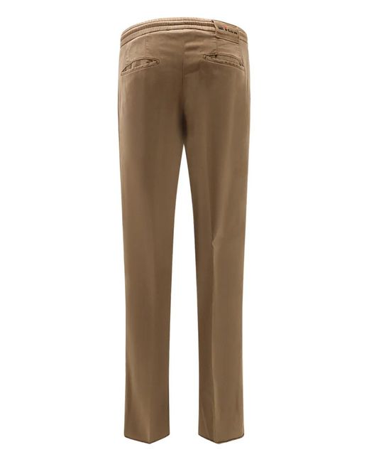Kiton Natural Logo-Patch Trousers for men