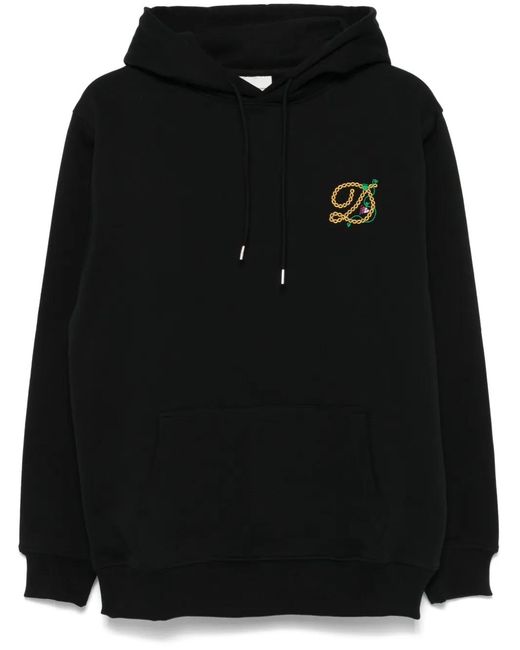 Drole de Monsieur Black Cotton Jersey Embroidered Hoodie for men