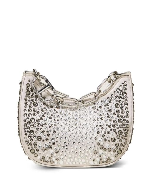 Twinset Gray Croissant Crystal-Embellished Shoulder Bag