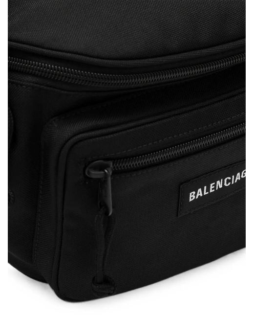 Balenciaga Black Logo-Patch Zip-Fastening Belt Bag for men
