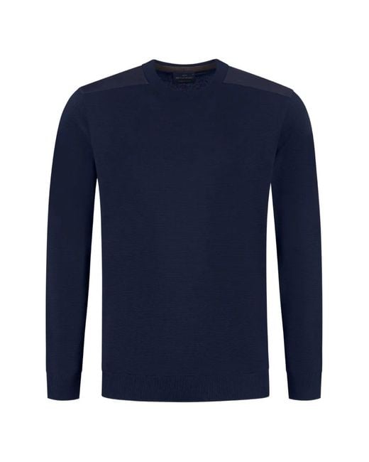 Paul & Shark Blue Panelled Crew-Neck Sweater for men