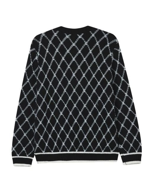 B+ AB Black Argyle-Pattern Cardigan