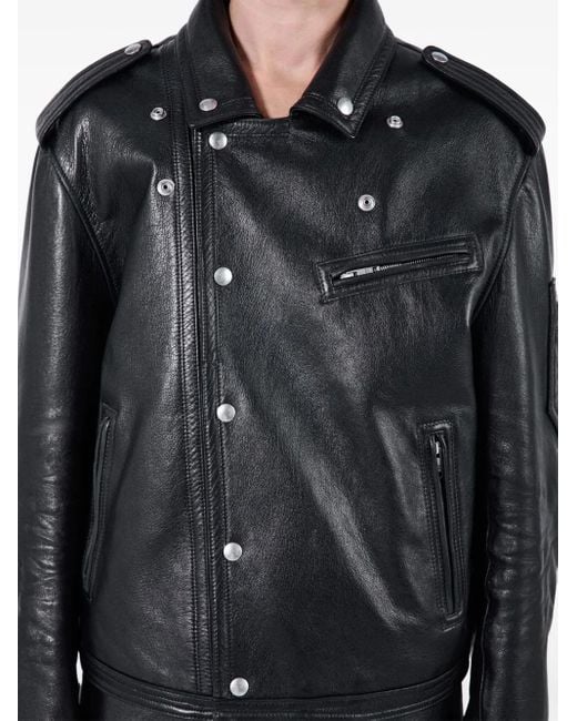 Prada Leren Bikerjack in het Black