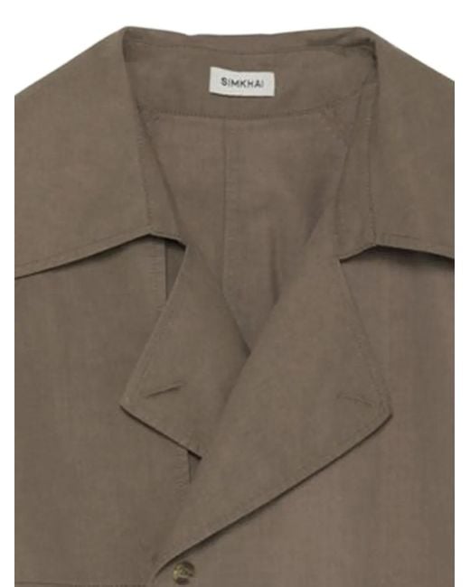 Jonathan Simkhai Gray Double-Breasted Short-Sleeved Top