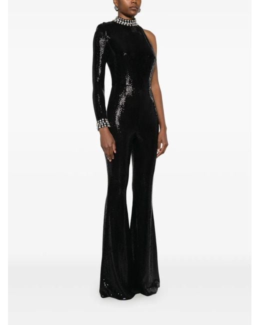 Nissa Black Sequined Flare Jumpsuit
