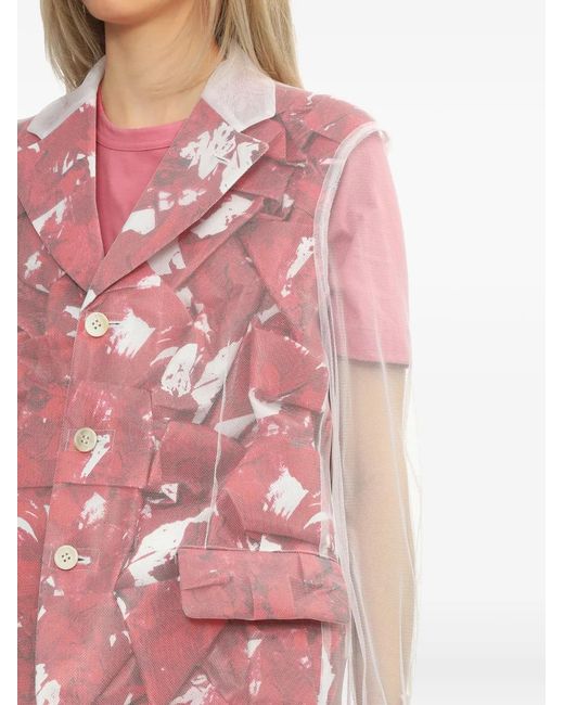 Comme des Garçons Pink Printed Sheer Blazer