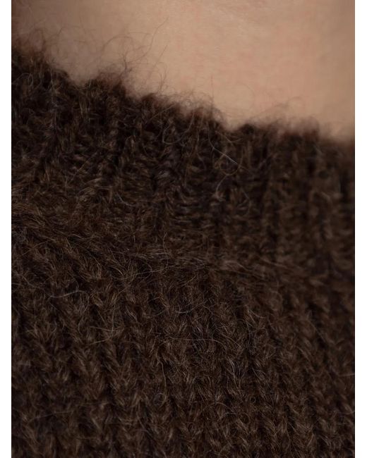 Jil Sander Brown Ribbed-Knit Crew-Neck Sweater