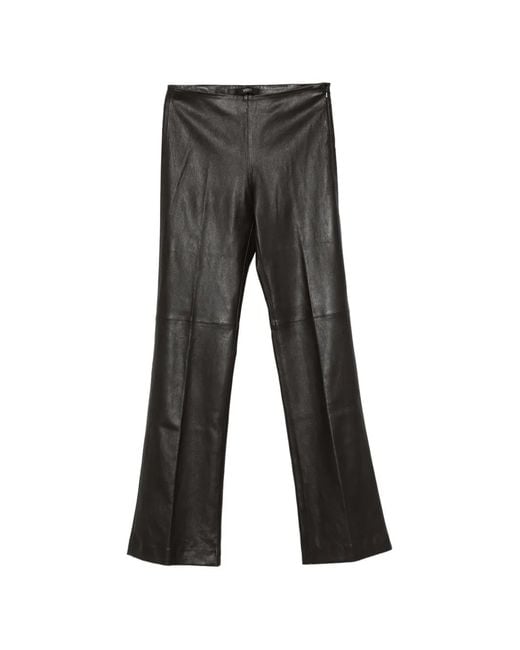 Seventy Gray Leather Panelled Trousers