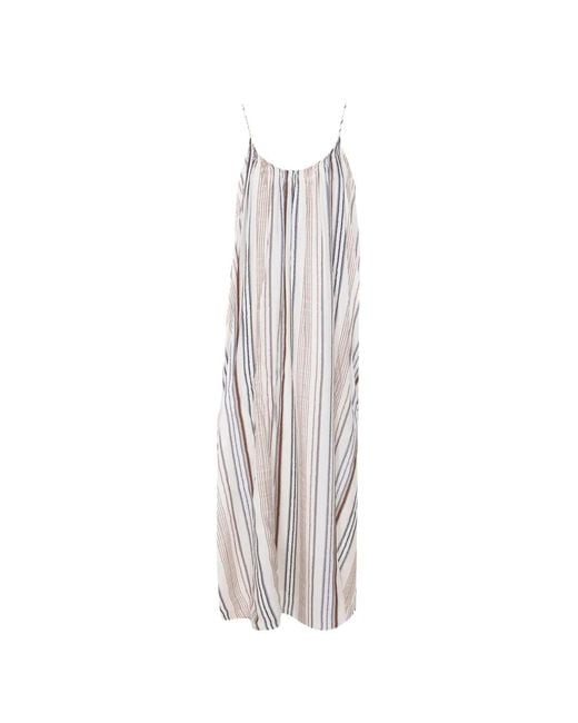 ELEH White Spaghetti Straps Striped Dress