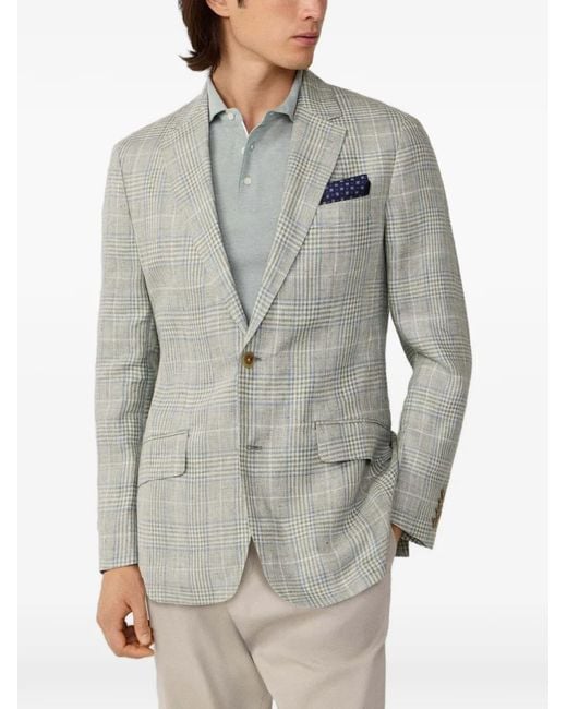 Hackett Gray Blazer À Motif Prince De Galles En Lin for men