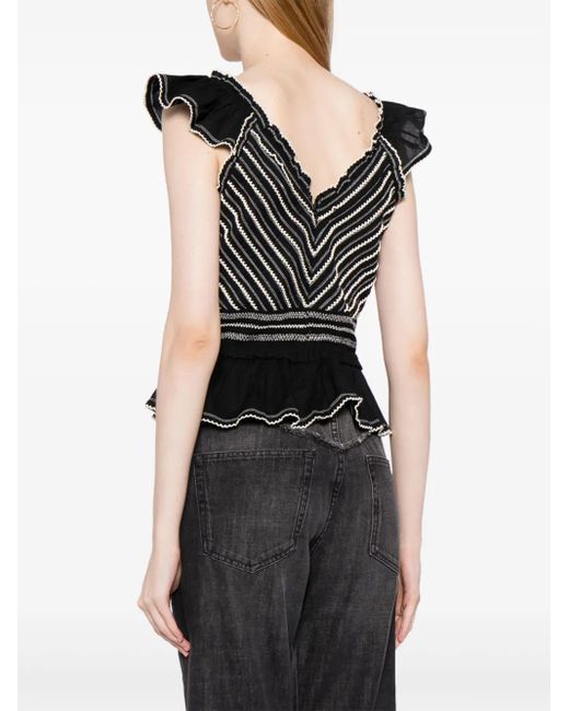 Top Mable bordado Sea de color Black