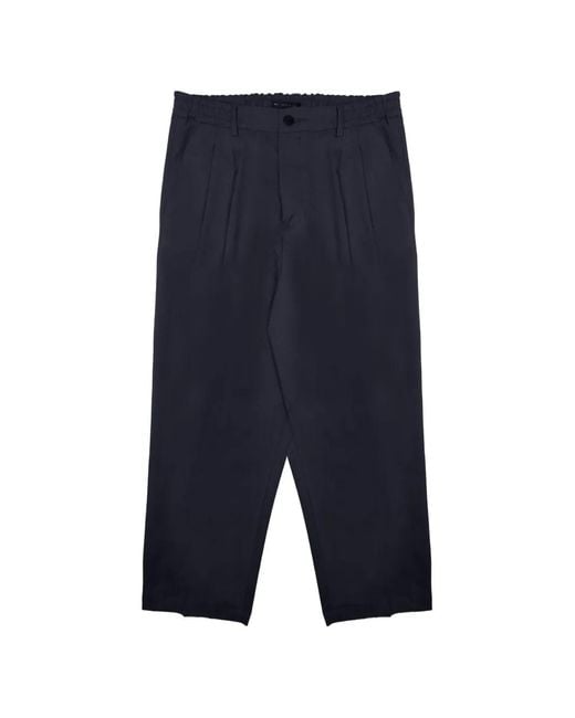 Low Brand Blue Pantalon Plissé À Taille Élastiquée for men