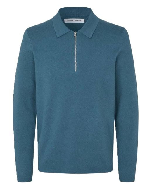 Polo Con Zip di Samsøe & Samsøe in Blue da Uomo