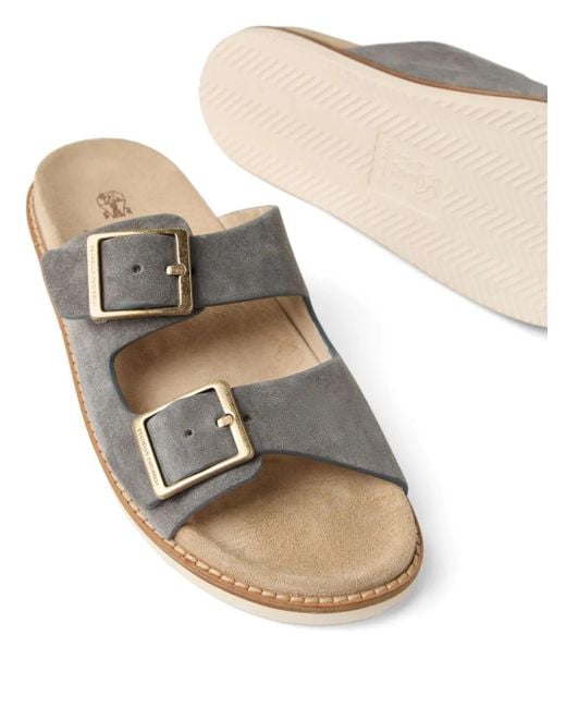Brunello Cucinelli Gray Suede Sandals for men