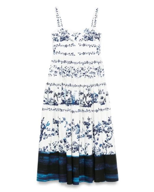 Erdem White Floral-Print Midi Dress