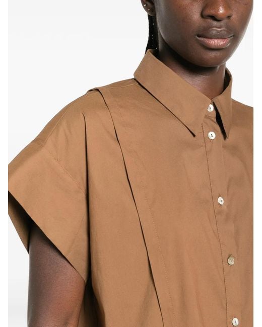 iBlues Brown Cropped Button-Down Shirt