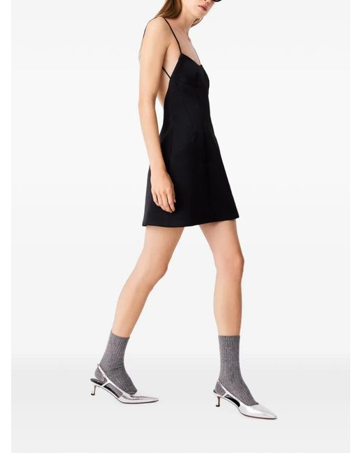 Maje Black Crystal-Embellished Backless Mini Dress