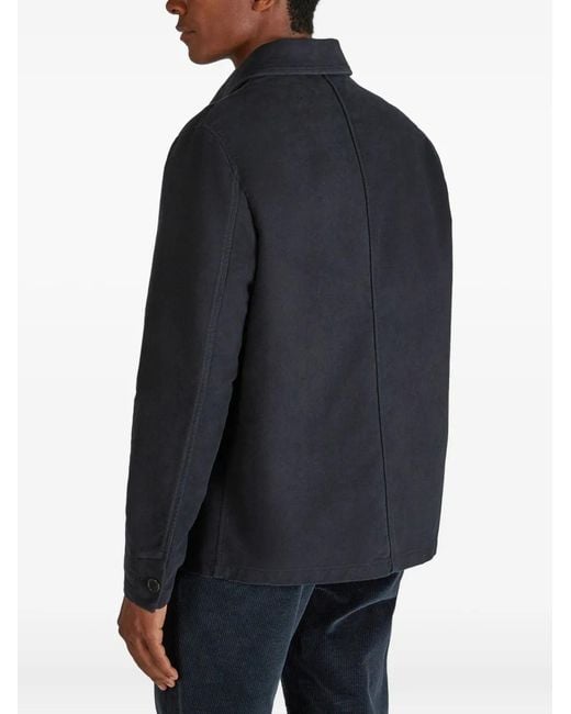 Slowear Blue Patch-Pocket Cotton Shirt Jacket for men