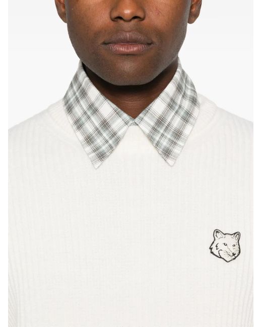 Pull Fox Head Maison Kitsuné pour homme en coloris White