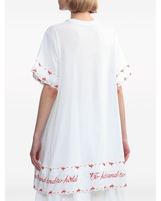 Simone Rocha White Bead-embellished T-shirt Dress