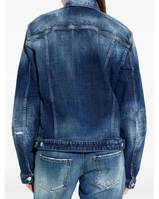 DSquared² Blue Jeansjacke Im Distressed-Look