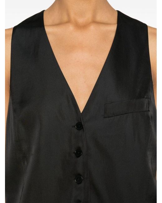 Zadig & Voltaire Black Emaux Satin Waistcoat-style Top