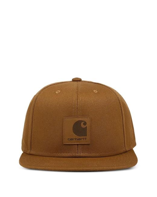Carhartt Brown Logo-Patch Canvas Cap for men