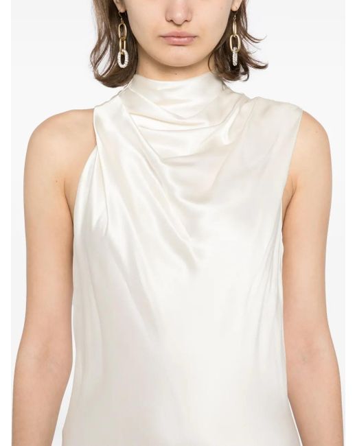 Michelle Mason White Ruffle Bias Gown