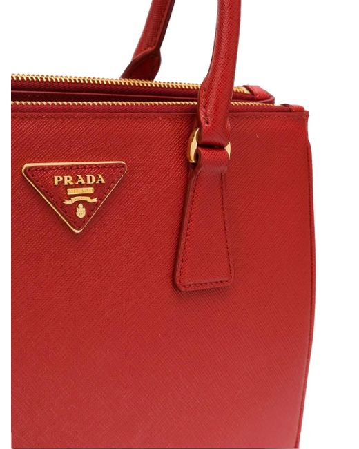 Borsa Tote Galleria Mini di Prada in Red