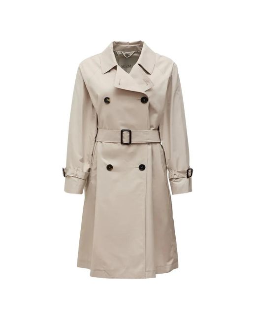 Max Mara Natural Buttoned Belted Coat