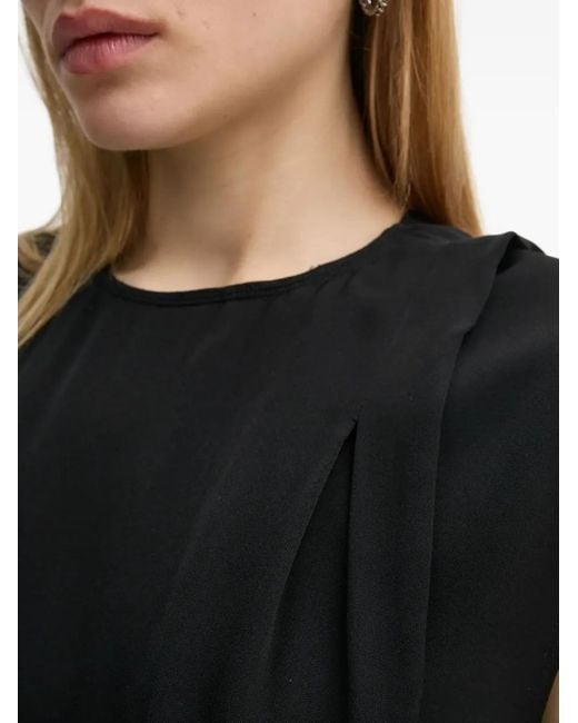 Day Birger et Mikkelsen Black Draped-Shoulder Top