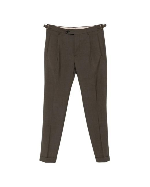 Berwich Gray Pantalon Plissé À Bandes Contrastantes for men
