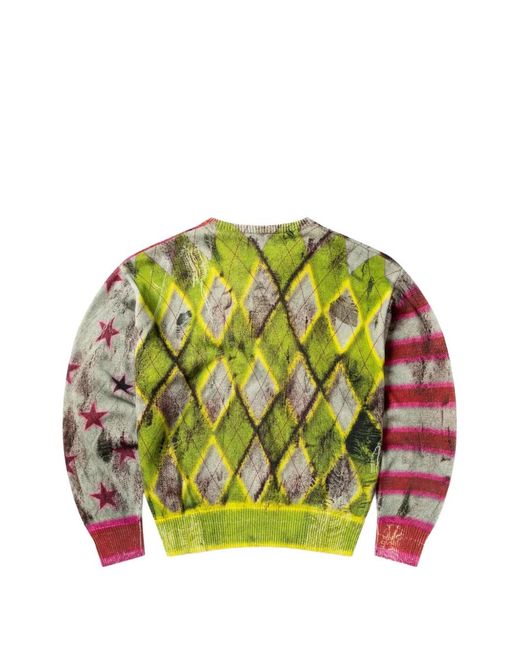 Aries Red Digi Patchwork V-Neck Sweater