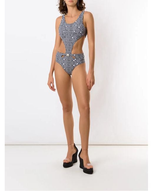 Amir Slama Black Print Hibiscus Swimsuit