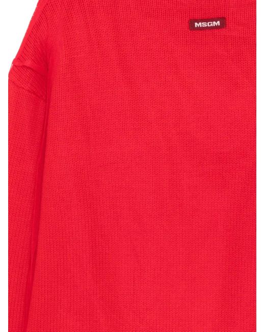 MSGM Red Tulle-Overlay Jumper