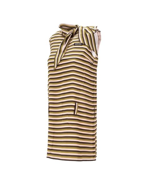 Miu Miu Metallic Striped Tie-Neck Mini Dress