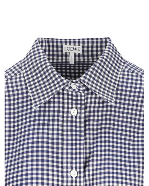 Loewe Blue Check-Print Embroidered Shirt