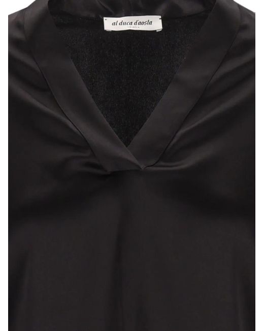 Al Duca D'aosta Black V-Neck Blouse